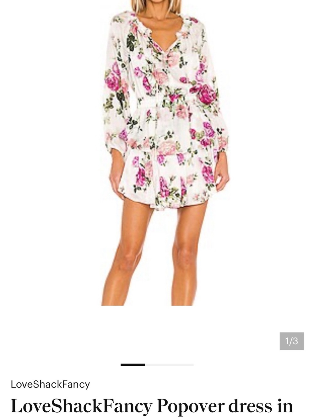 LoveShackFancy White Dress with Pink Floral Print